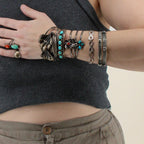 60s sterling turquoise and coral leaf cuff bracelet