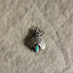 vintage sterling silver fly brooch with turquoise - mid-century southwestern