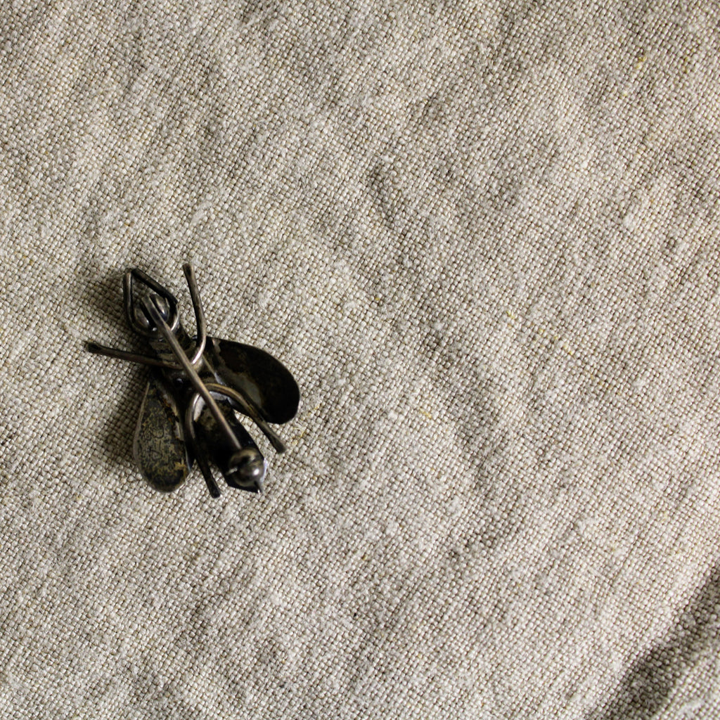 vintage sterling silver fly brooch with turquoise - mid-century southwestern