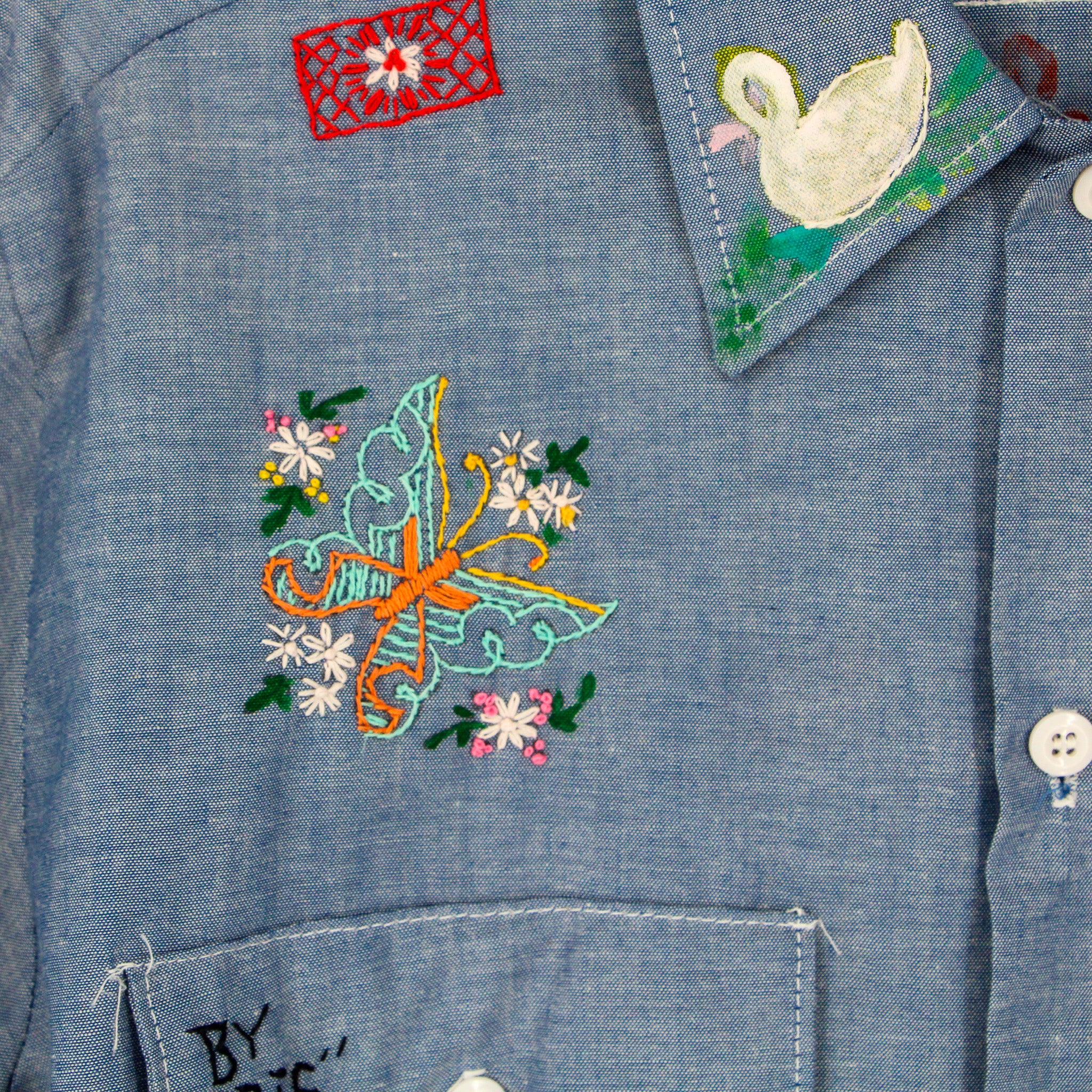 70s by “sis” hand embellished folk art shirt