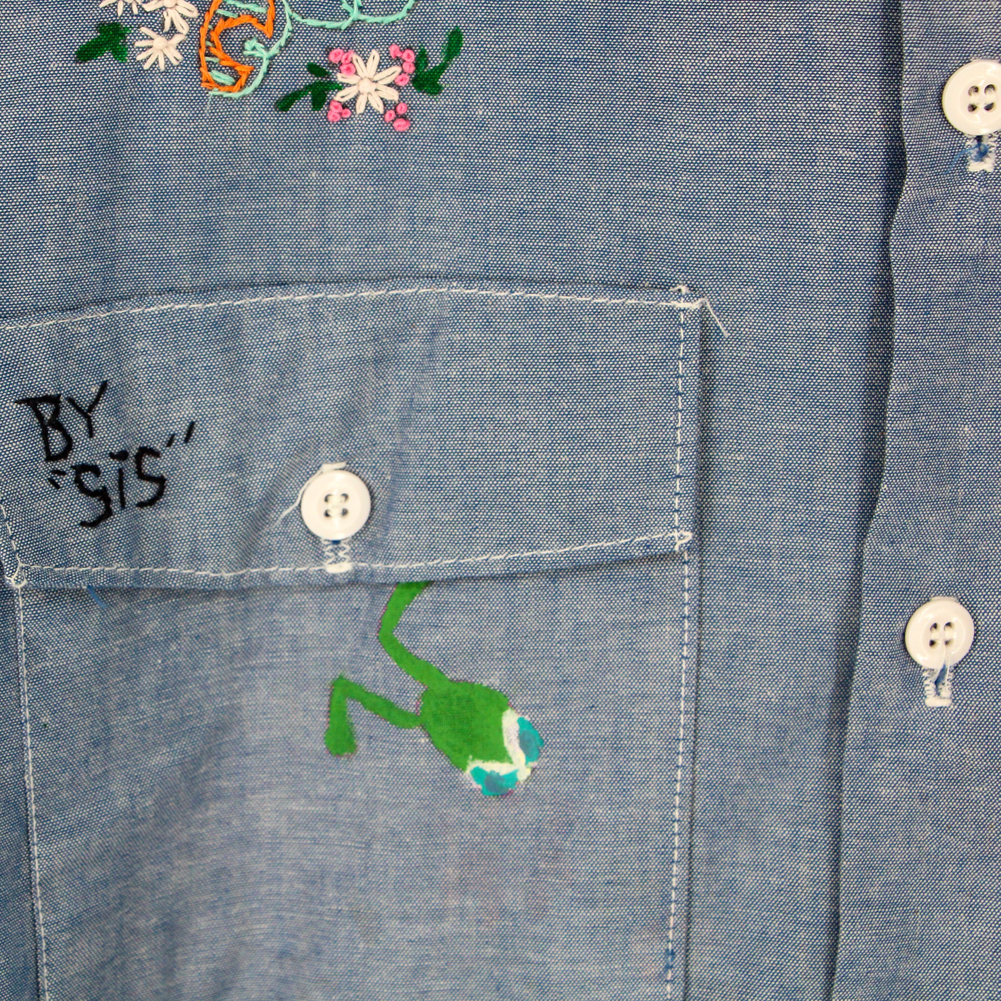 70s by “sis” hand embellished folk art shirt