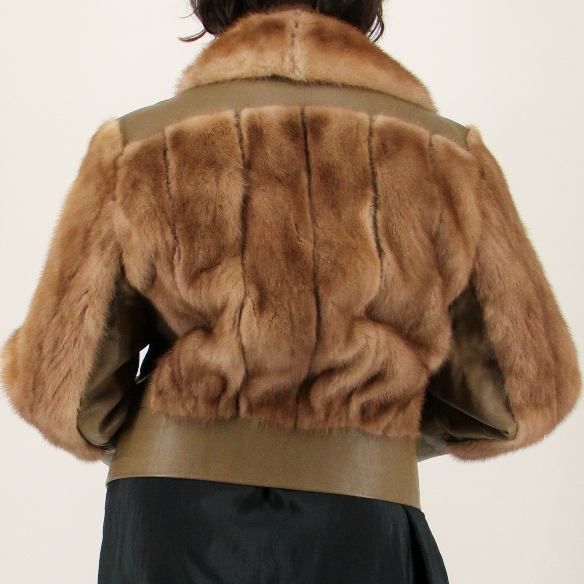 70s mink & leather bomber jacket