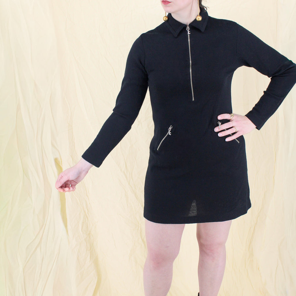 90s les copains mod half-zip knit mini dress