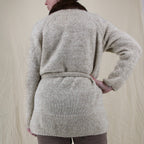 50s handknit wool cardigan with mink fur collar