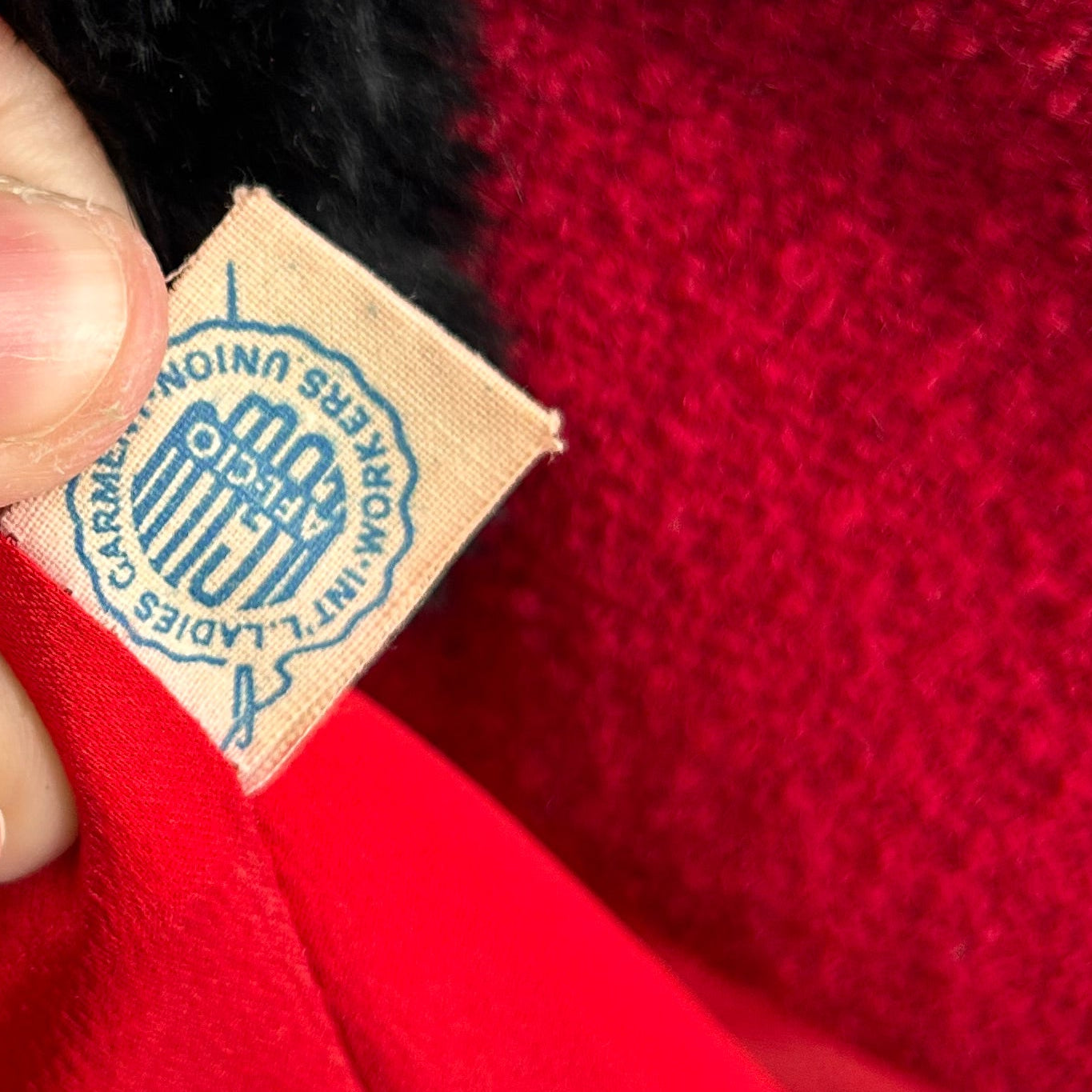 60s penn-fifth avenue red wool jacket with statement collar