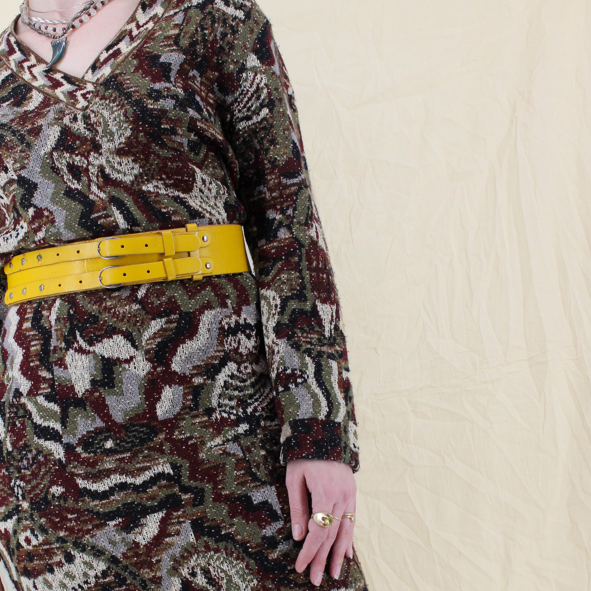 80s missoni intarsia medieval knight and horse knit dress