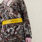 70s yellow wide leather double buckle belt