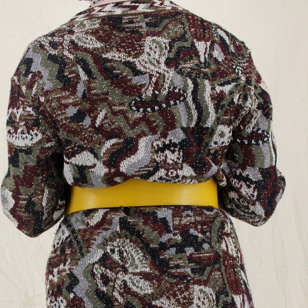 70s yellow wide leather double buckle belt