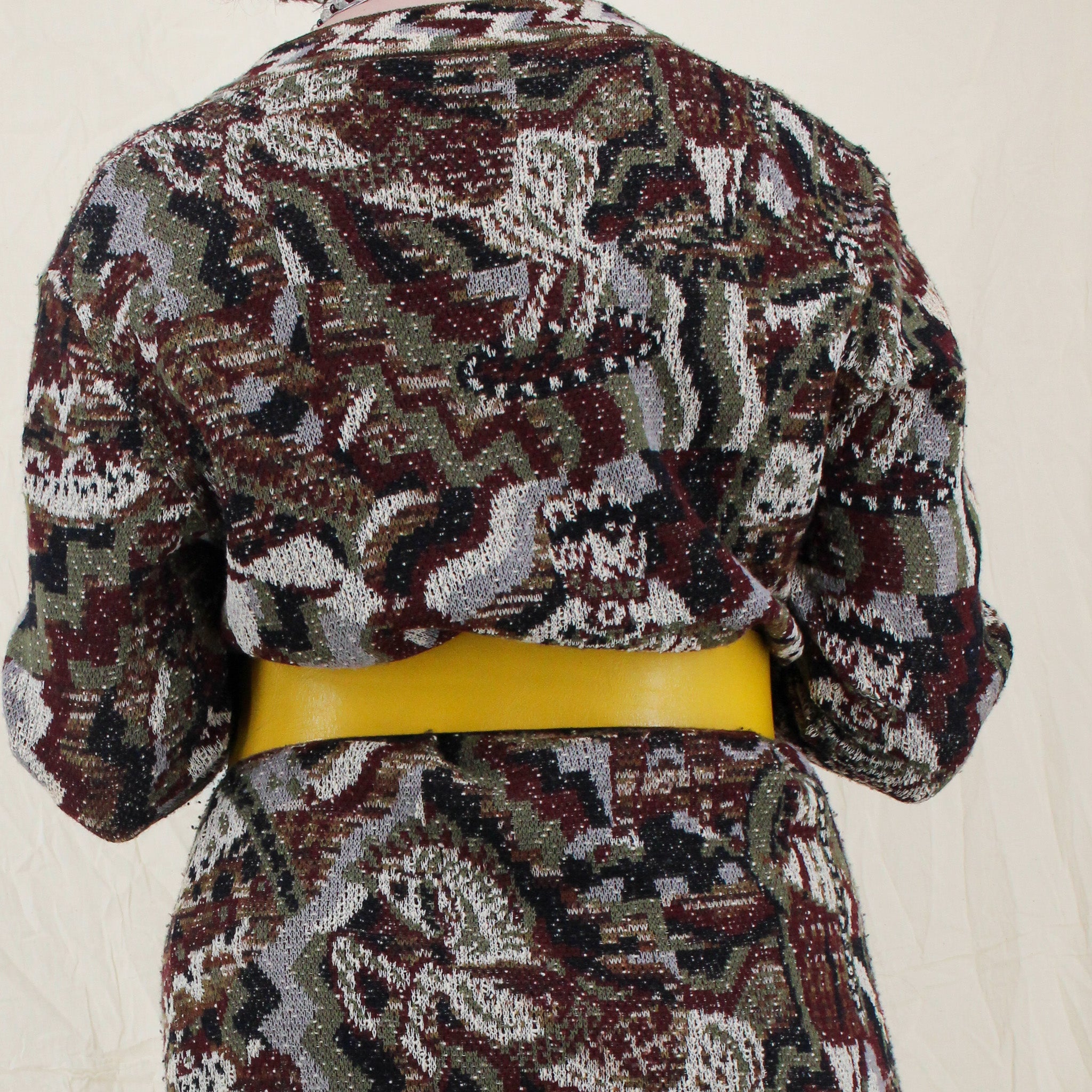 70s yellow wide leather double buckle belt