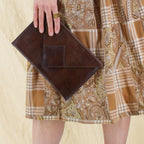 70s reptile-embossed leather envelope clutch