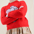 90s handknit tom & jerry red wool sweater