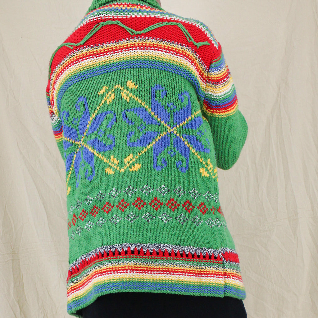 y2k rare roberto cavalli chunky snowflake knit cardigan