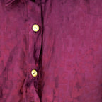 70s burgundy italian silk jacquard shirt dress