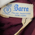 70s burgundy italian silk jacquard shirt dress