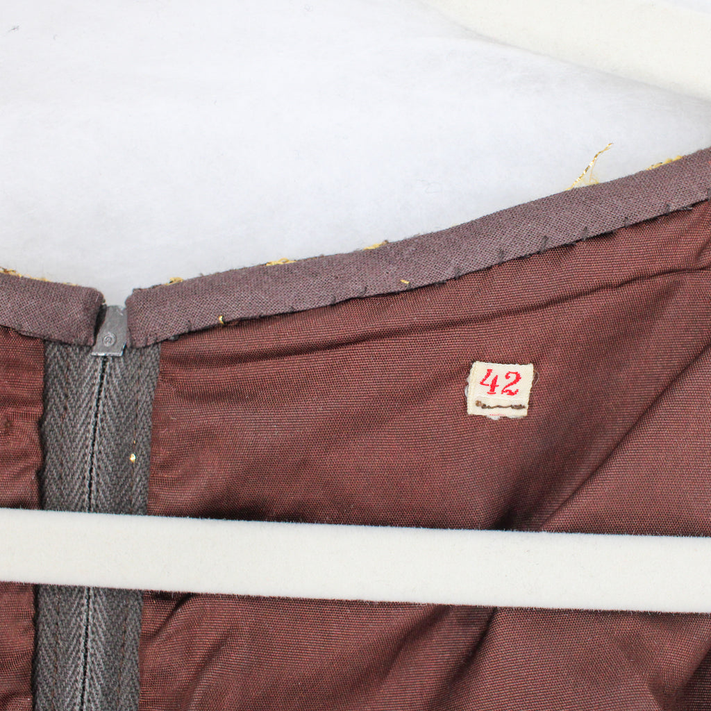 60s gold lurex animal print mod midi shift dress