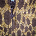 60s gold lurex animal print mod midi shift dress