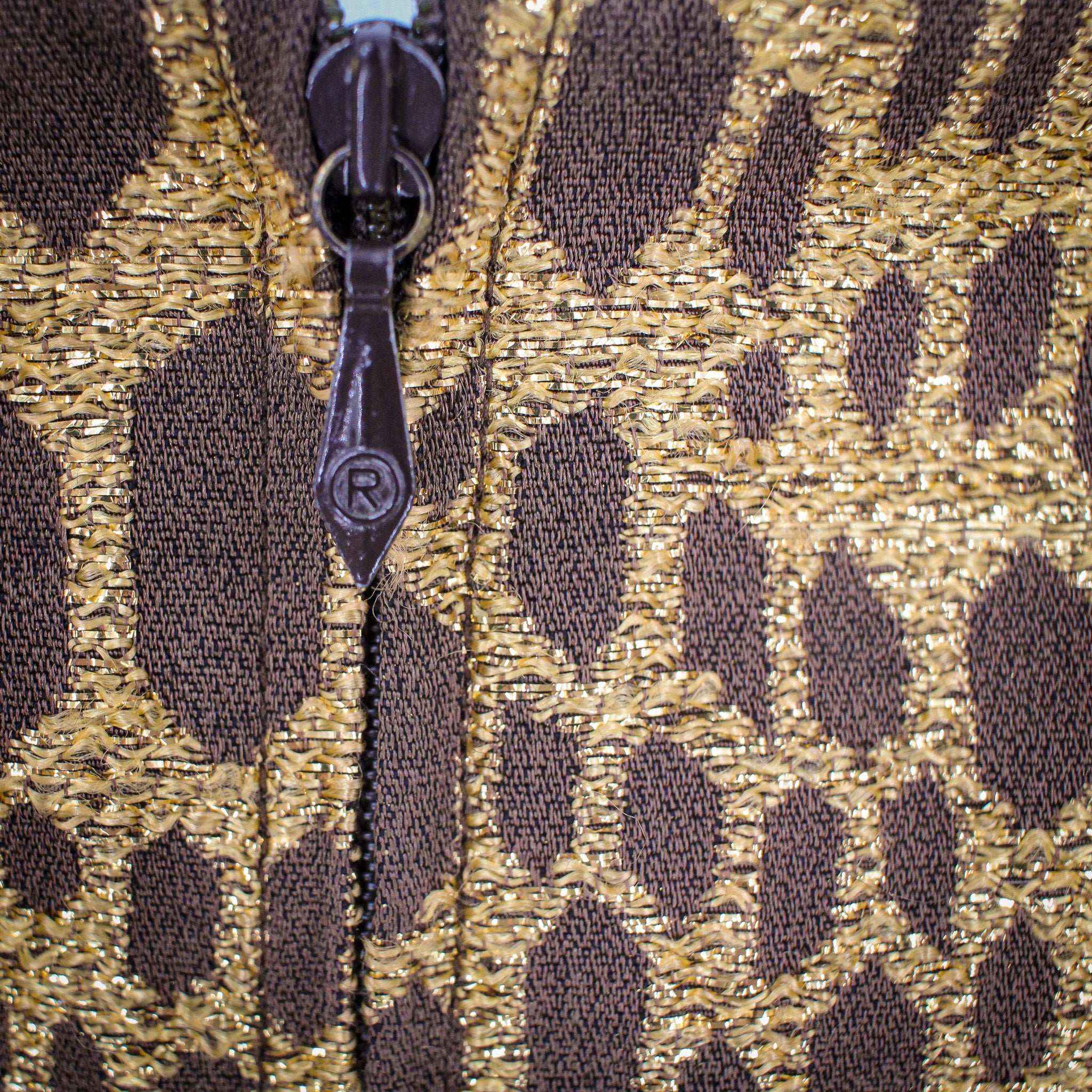 60s gold lurex animal print mod midi shift dress