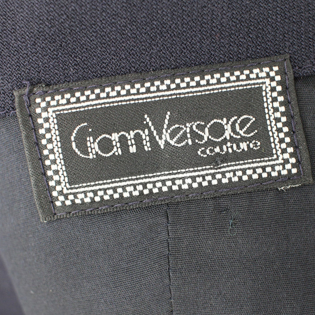 1994 gianni versace couture navy wool pinafore dress