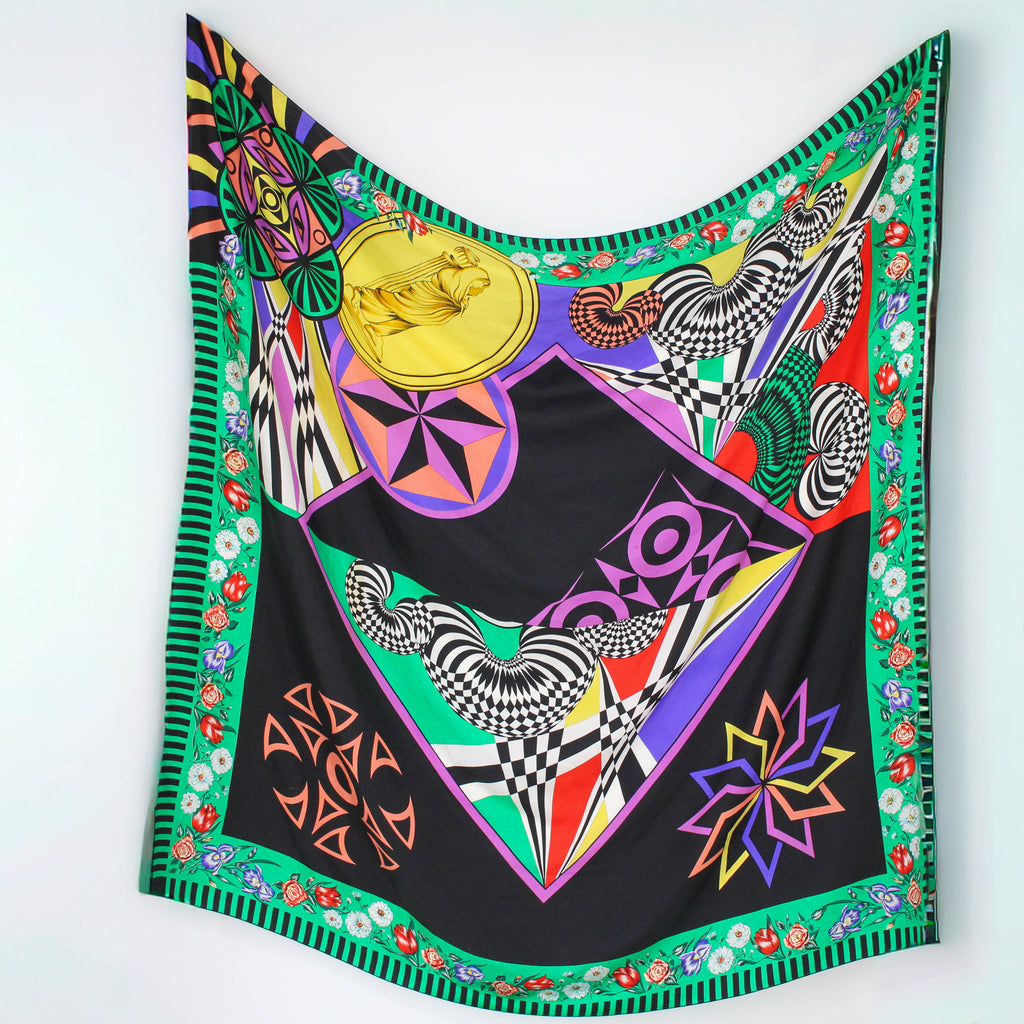 90s versus versace 'opera balletto teatro cinema' era oversized silk scarf