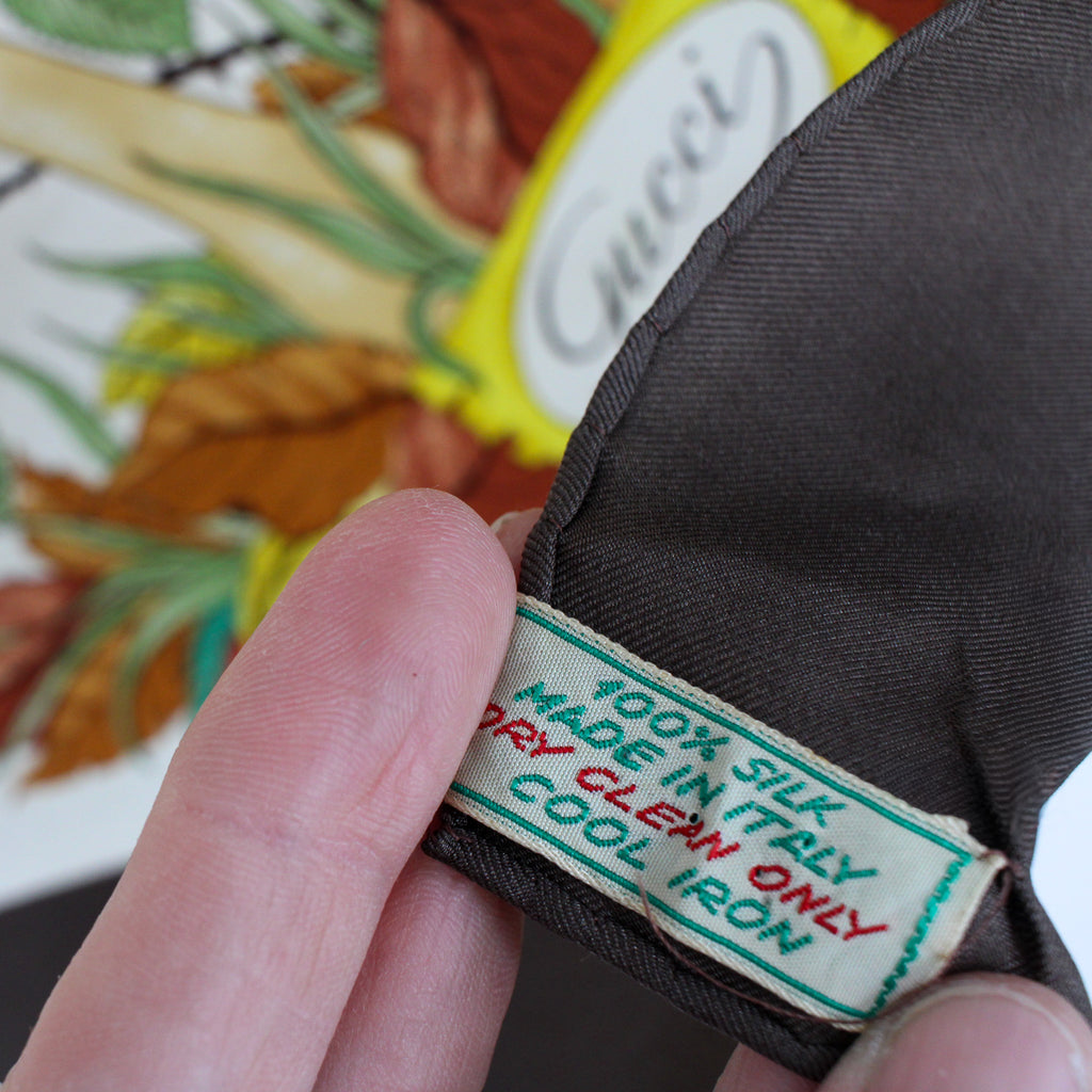 60s gucci funghi botanical silk scarf by vittorio accornero