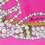 90s moschino “peace & pearls” fuchsia silk scarf