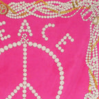 90s moschino “peace & pearls” fuchsia silk scarf