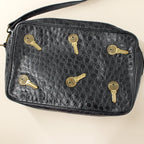 90s moschino croc embossed key crossbody bag with matching wallet