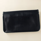 70s gucci navy leather horsebit clasp clutch