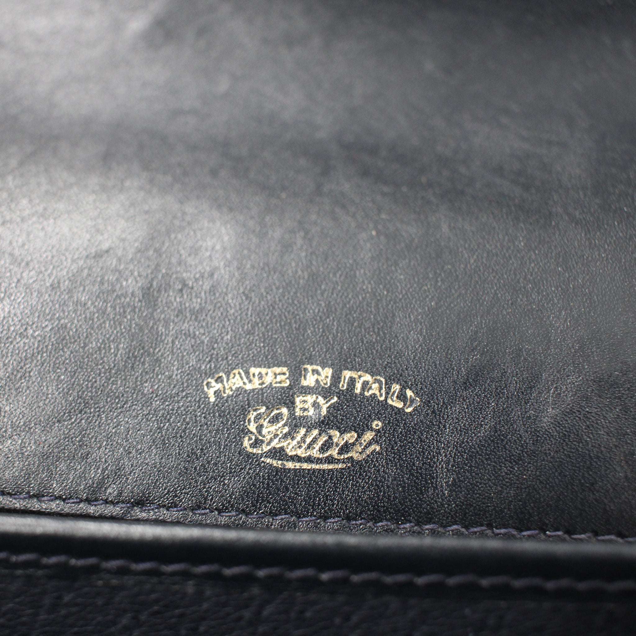 70s gucci navy leather horsebit clasp clutch