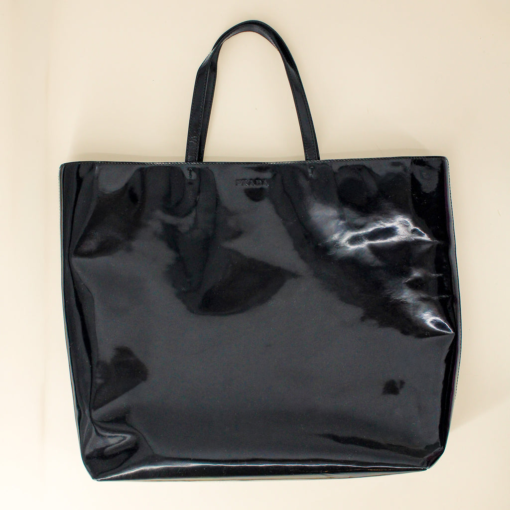 90s prada enameled leather shop tote