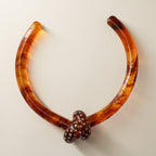 70s tortoiseshell lucite pavé knot collar necklace