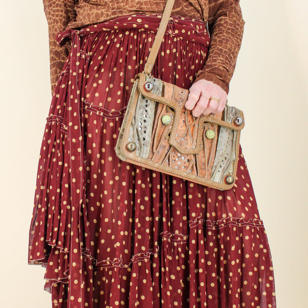 y2k fendi stone patchwork star-cutout crossbody bag or clutch