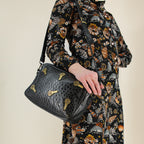 90s moschino croc embossed key crossbody bag with matching wallet