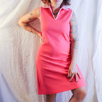 70s chemise lacoste pink pique tennis dress