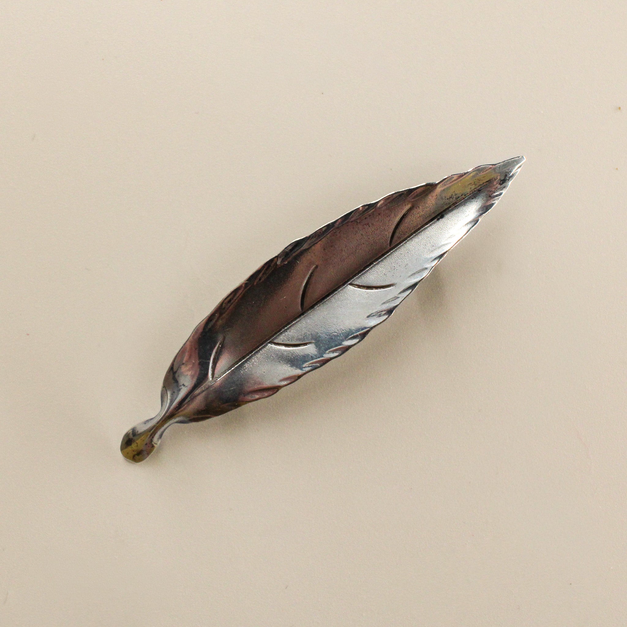 50s sterling leaf brooch - signed nye