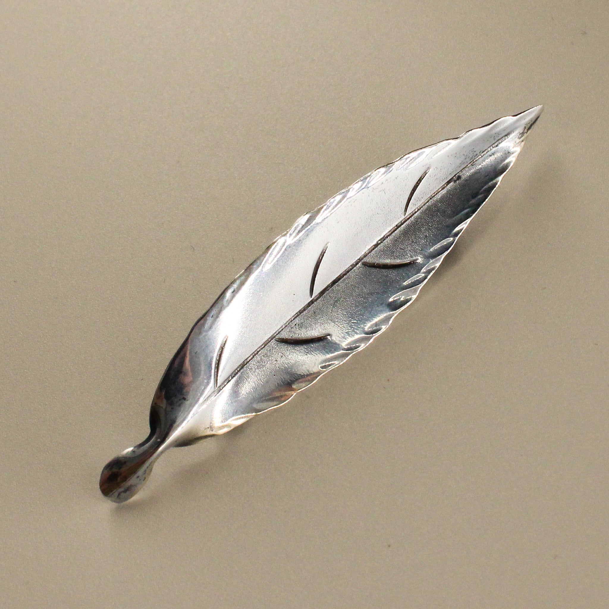50s sterling leaf brooch - signed nye