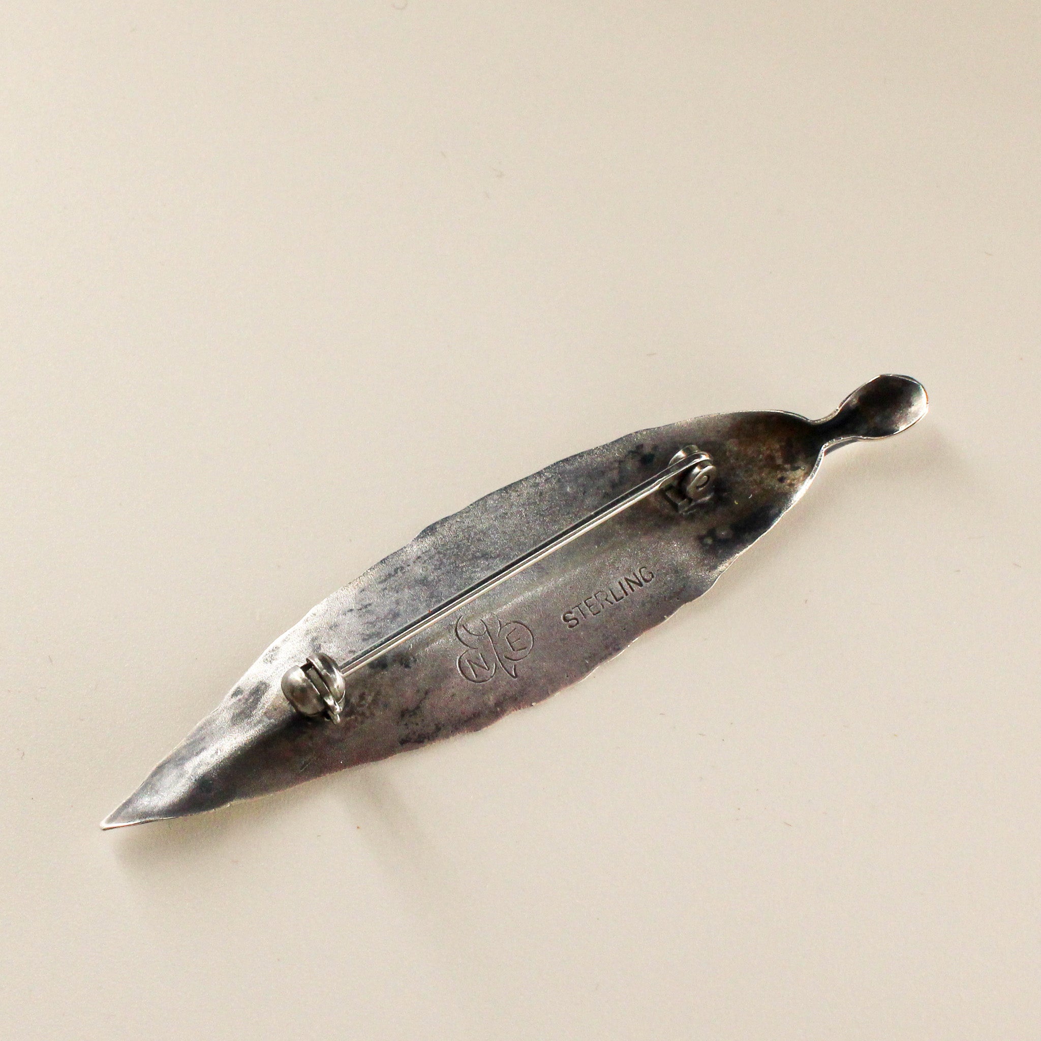 50s sterling leaf brooch - signed nye
