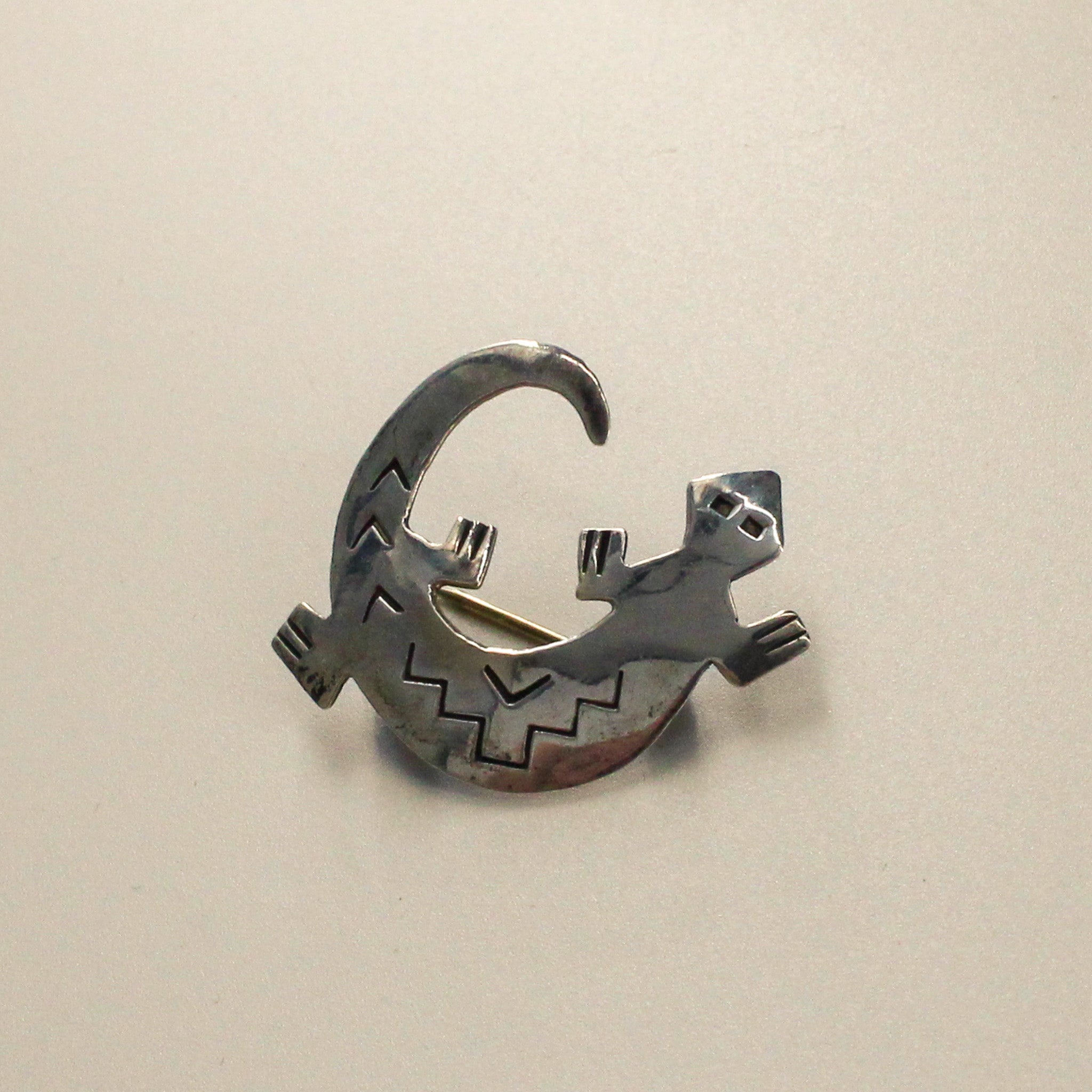 80s sterling silver joe delgarito gecko brooch