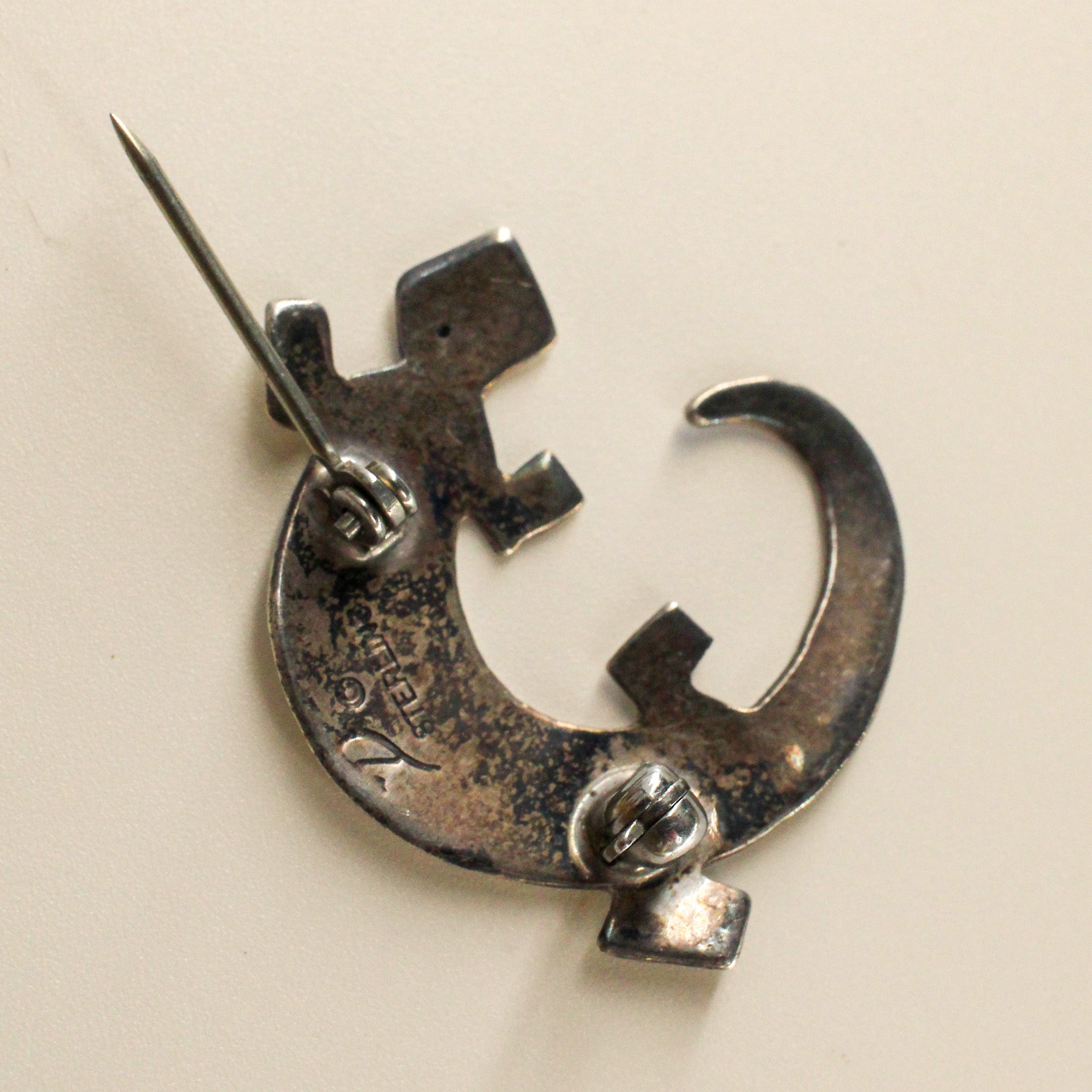 80s sterling silver joe delgarito gecko brooch