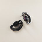 90s sterling silver amethyst crescent swirl  earrings