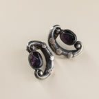90s sterling silver amethyst crescent swirl  earrings