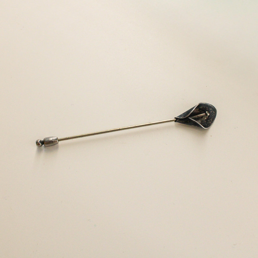 60s handmade sterling calla lily stick pin