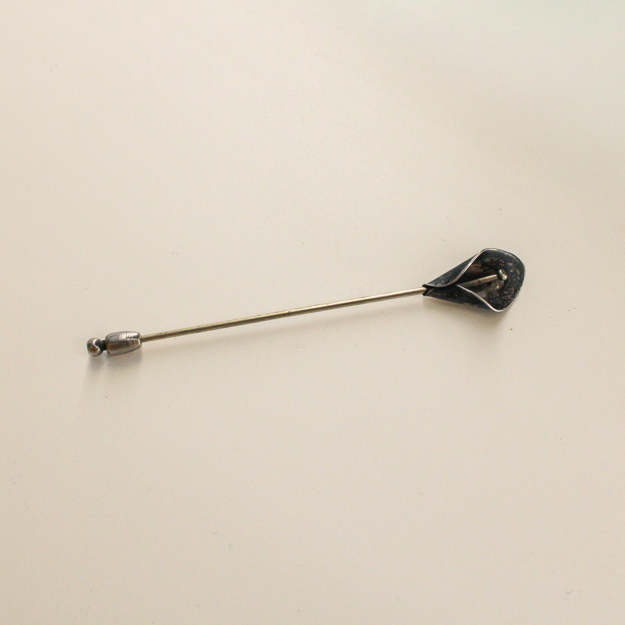 60s handmade sterling calla lily stick pin