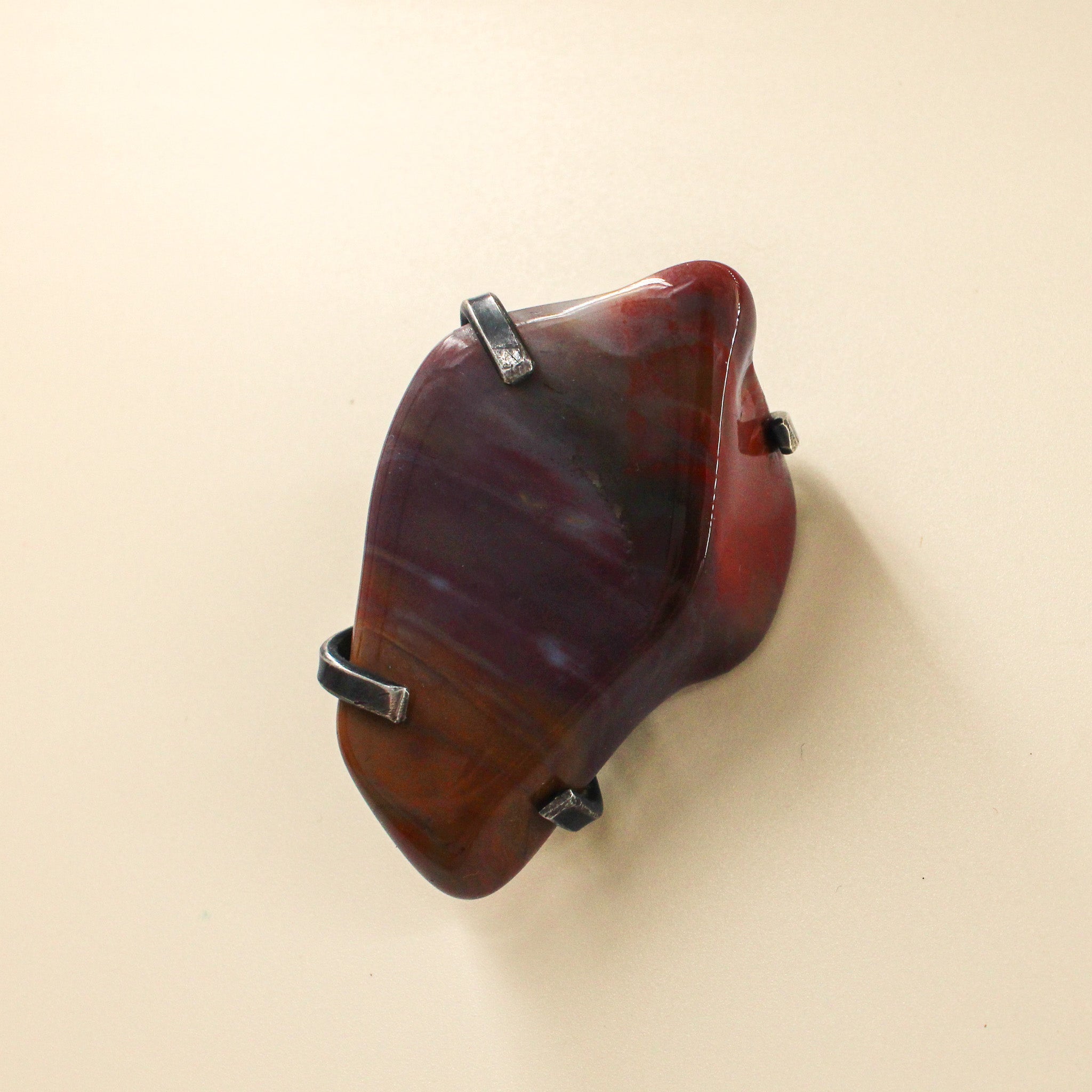 70s modernist agate & sterling bolo tie slide