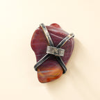 70s modernist agate & sterling bolo tie slide