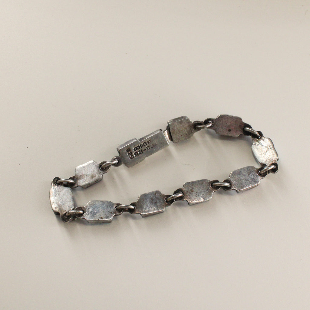80s mexico sterling silver cube link bracelet