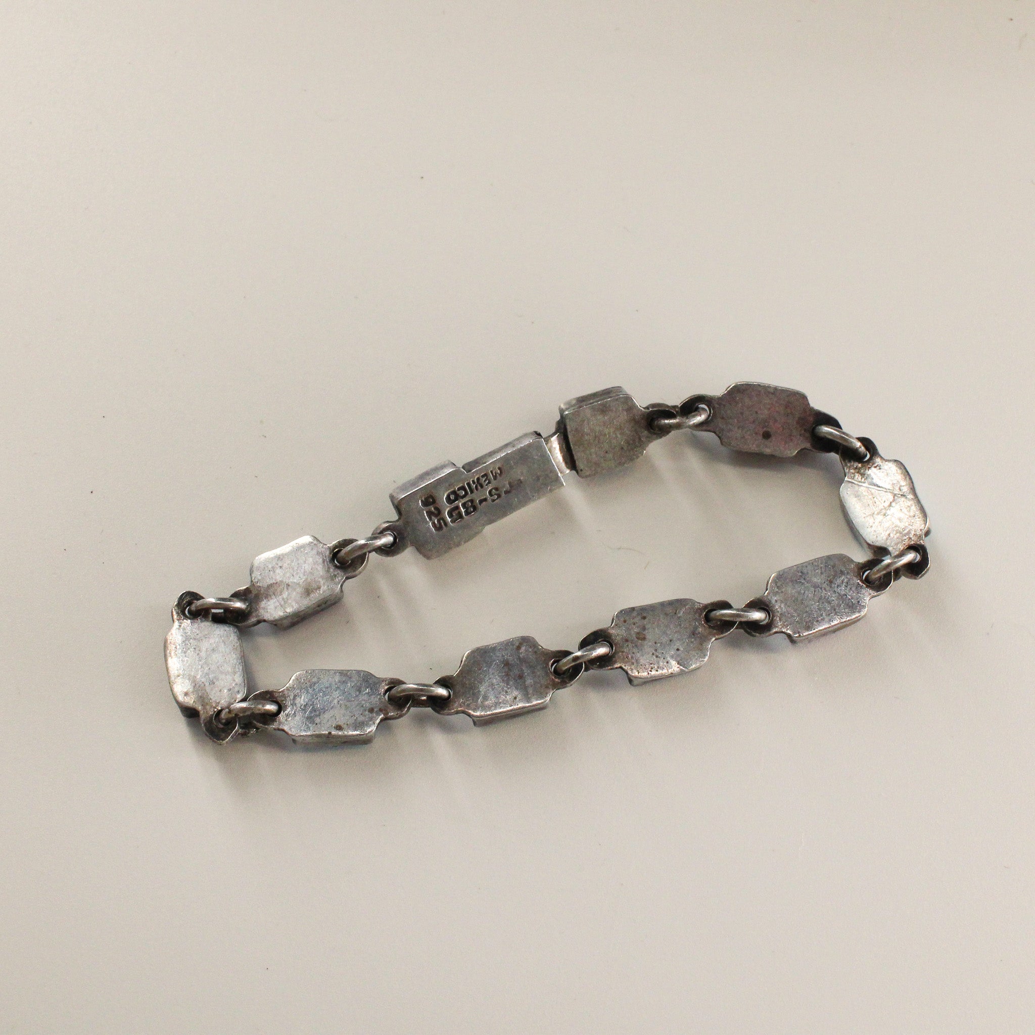 80s mexico sterling silver cube link bracelet