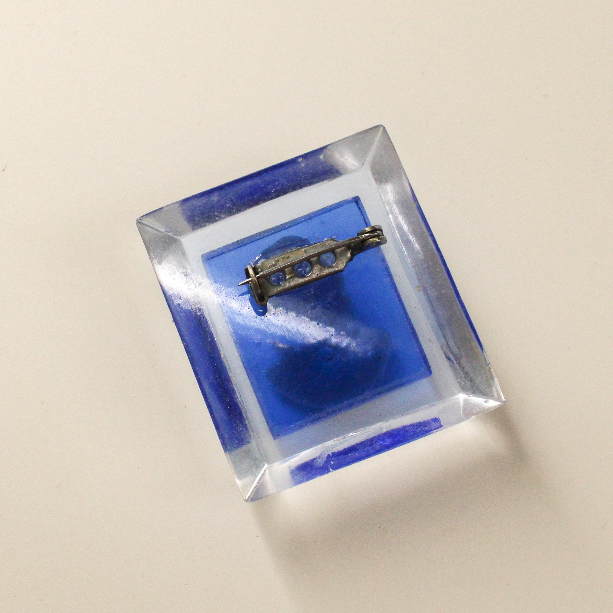 40s art deco lucite reverse carved cameo brooch