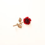 60s red enamel rose brooch
