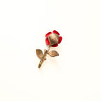 60s red enamel rose brooch